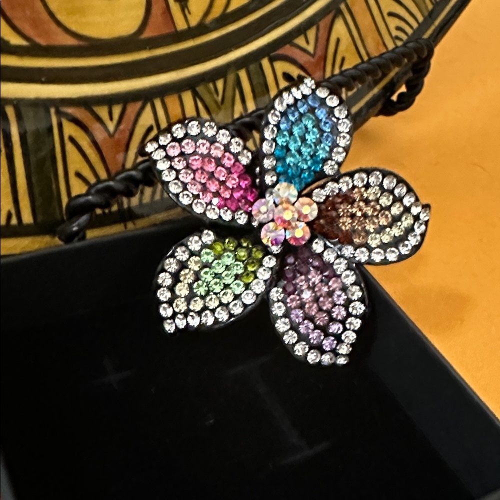 Multicolor Crystal Flower Ring - image 4